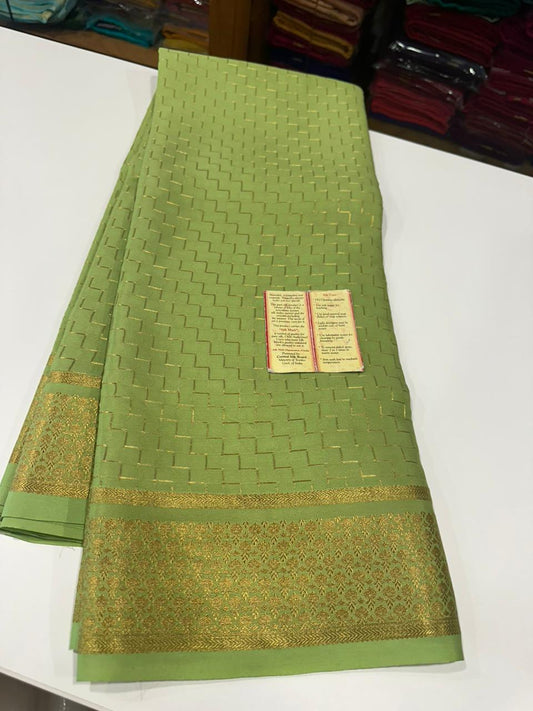 Pure Mysore silk sarees with Heavy borders with traditional step design pattern with beautiful color combination with elegant border