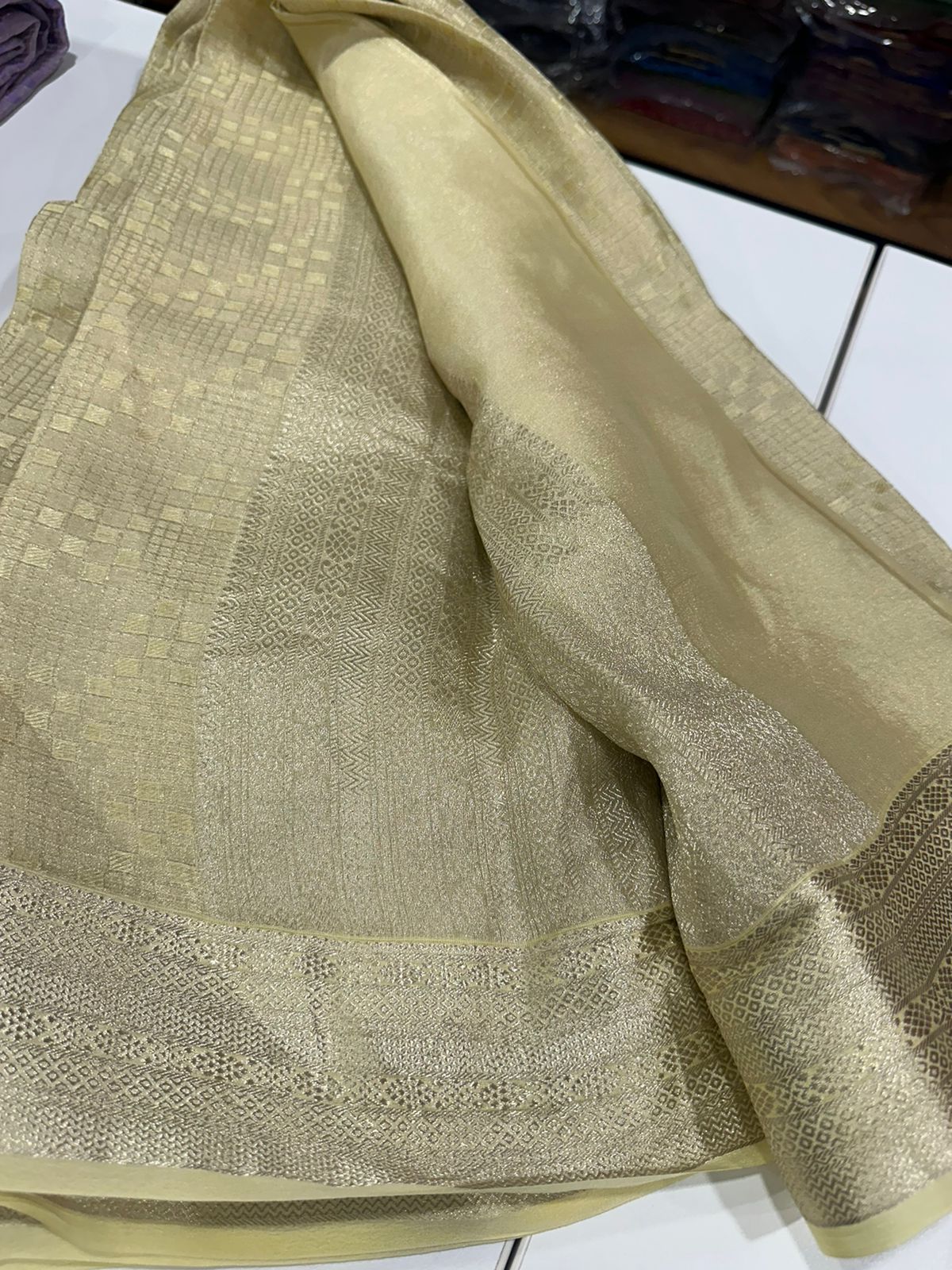 Pure Mysore silks sarees with Beautiful Silk brocade fabric with silver zari weaving allover saree with rich pallu n plain blouse with borders