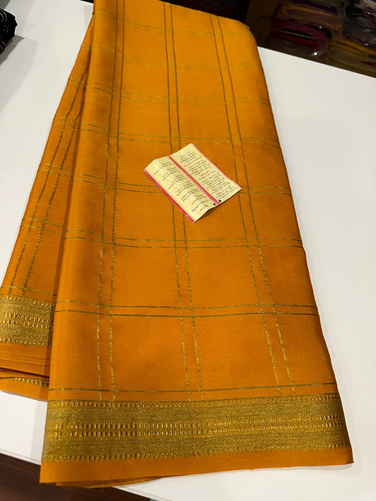 Pure Myosre Silk sarees with checks pattern All exclusive designs with beautiful colors